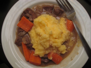 Elsa's Cider Beef with Cheddar Smashed Potatoes