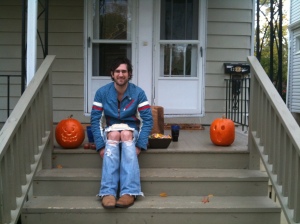 Seth excitedly awaiting the arrival of our first trick-or-treater!